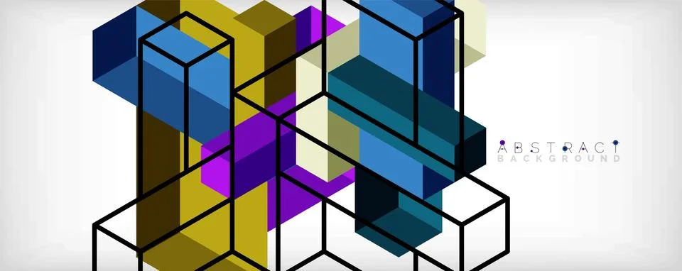 Abstract background. 3d cubes, cubic elements and blocks. Techno or business イラスト素材