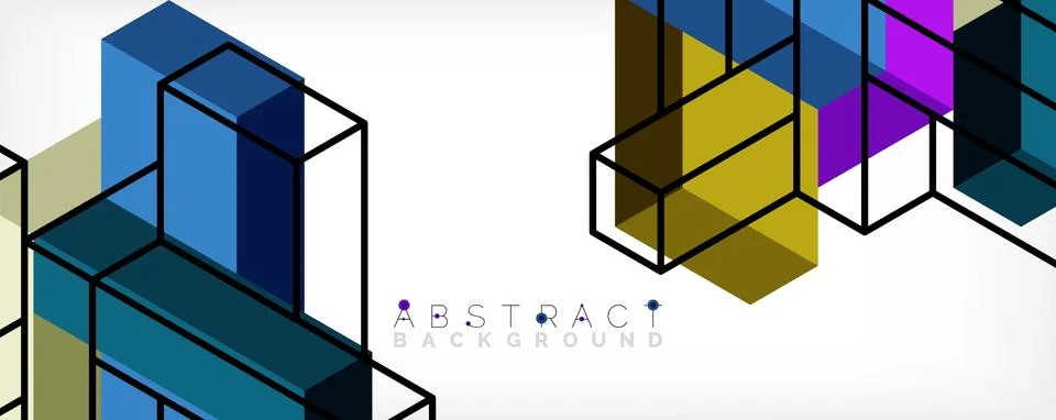 Abstract background. 3d cubes, cubic elements and blocks. Techno or business Illustrazione stock