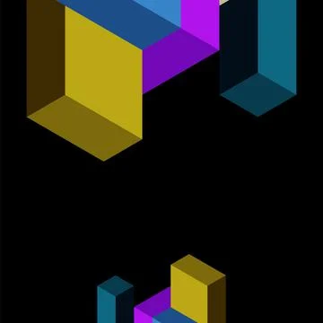 Abstract background. 3d cubes, cubic elements and blocks. Techno or business Stock Illustration