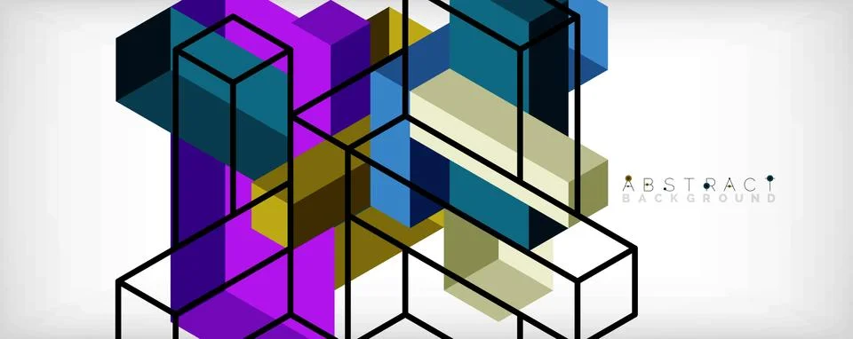 Abstract background. 3d cubes, cubic elements and blocks. Techno or business Stock Illustration