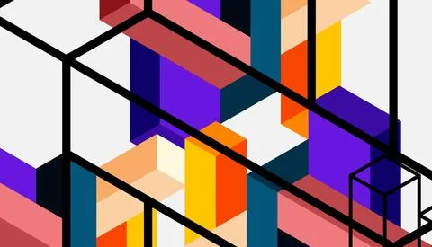 Abstract background. 3d cubes, cubic elements and blocks. Techno or business Illustrazione stock