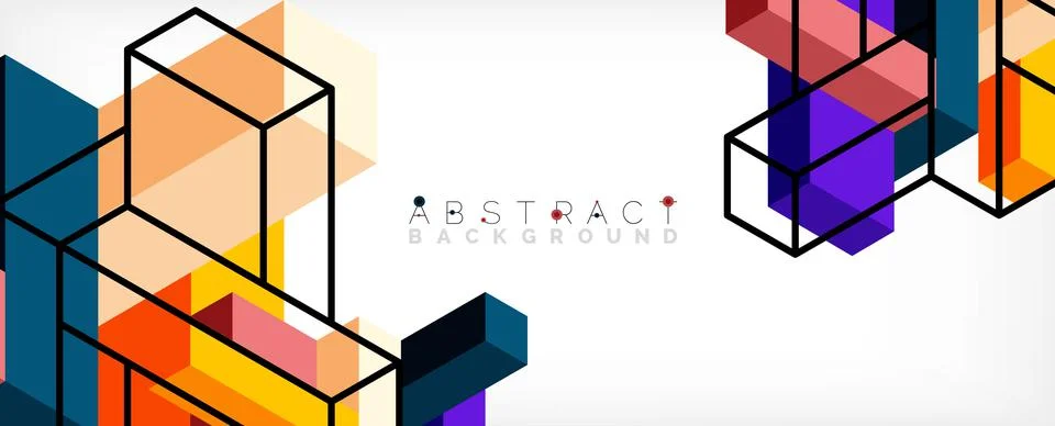 Abstract background. 3d cubes, cubic elements and blocks. Techno or business Stock Illustration