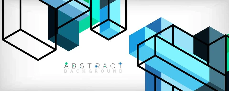 Abstract background. 3d cubes, cubic elements and blocks. Techno or business Illustrazione stock