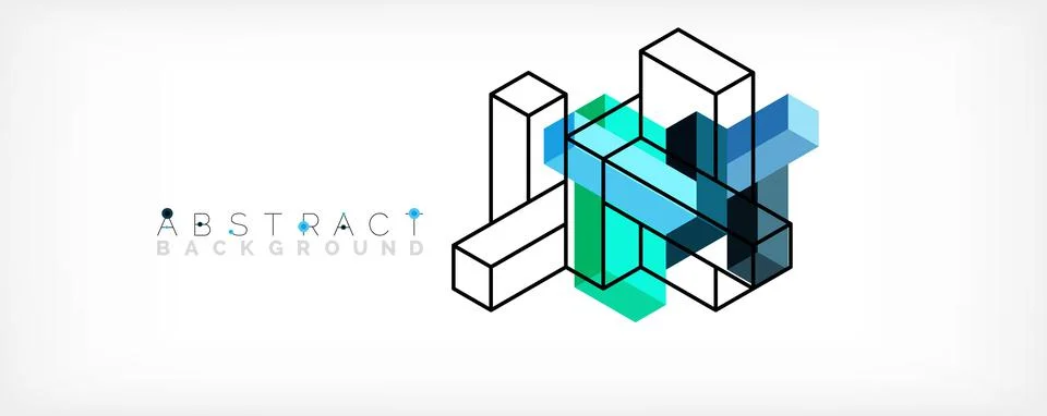Abstract background. 3d cubes, cubic elements and blocks. Techno or business Stock Illustration