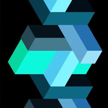 Abstract background. 3d cubes, cubic elements and blocks. Techno or business Illustrazione stock