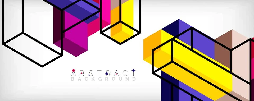 Abstract background. 3d cubes, cubic elements and blocks. Techno or business Stockillustratie
