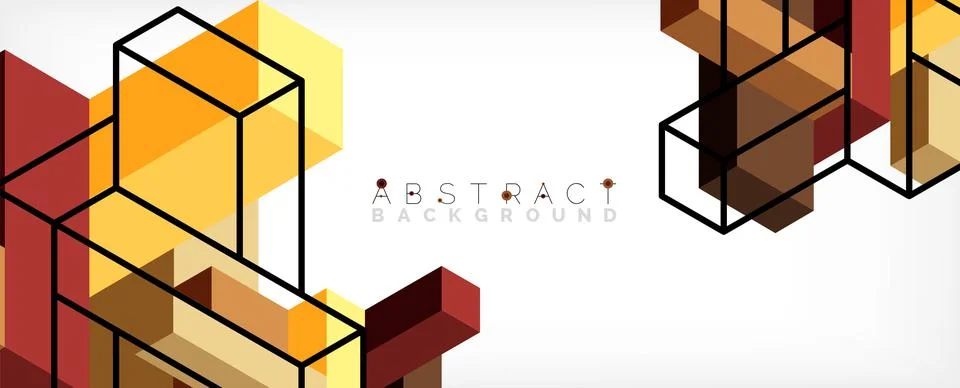 Abstract background. 3d cubes, cubic elements and blocks. Techno or business 스톡 일러스트