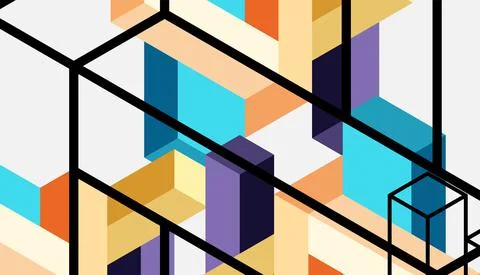 Abstract background. 3d cubes, cubic elements and blocks. Techno or business Stock Illustration