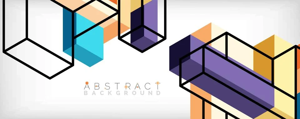 Abstract background. 3d cubes, cubic elements and blocks. Techno or business Stock Illustration