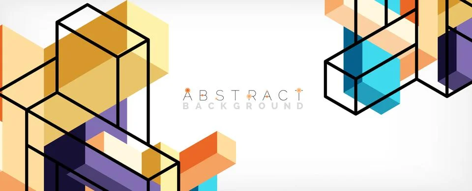 Abstract background. 3d cubes, cubic elements and blocks. Techno or business Illustrazione stock