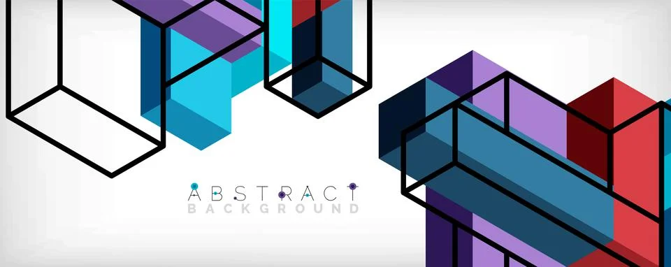 Abstract background. 3d cubes, cubic elements and blocks. Techno or business Illustrazione stock
