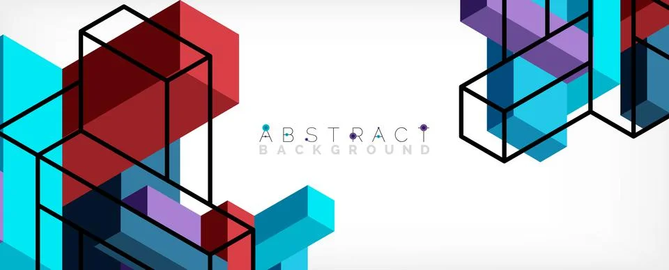 Abstract background. 3d cubes, cubic elements and blocks. Techno or business Stockillustratie