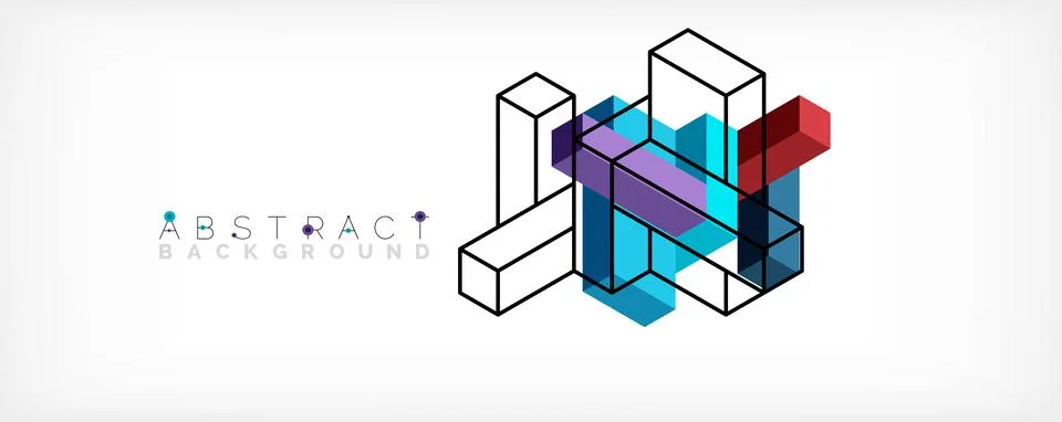 Abstract background. 3d cubes, cubic elements and blocks. Techno or business Illustrazione stock