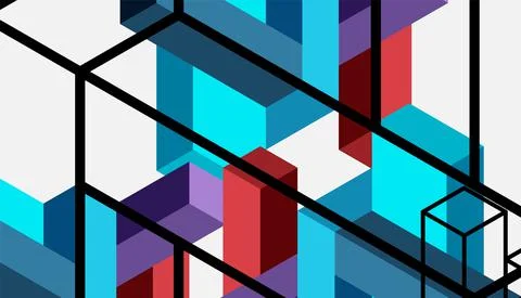 Abstract background. 3d cubes, cubic elements and blocks. Techno or business Stock Illustration
