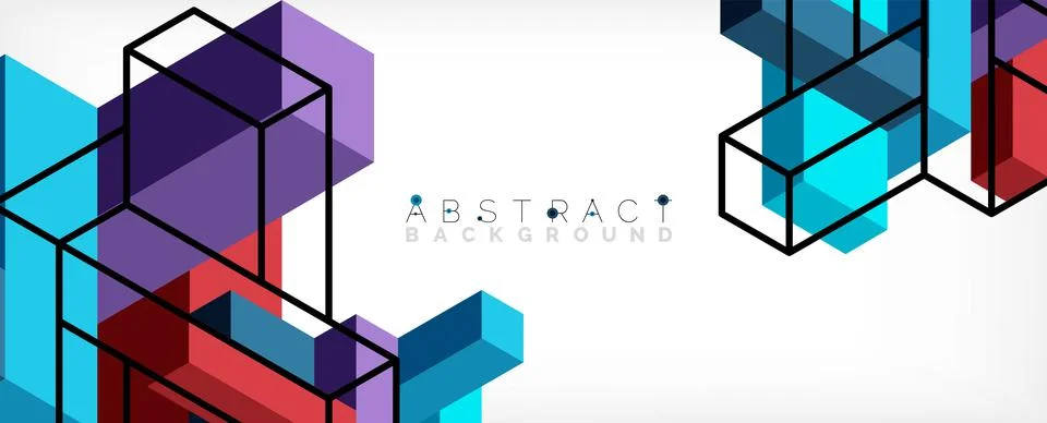 Abstract background. 3d cubes, cubic elements and blocks. Techno or business イラスト素材