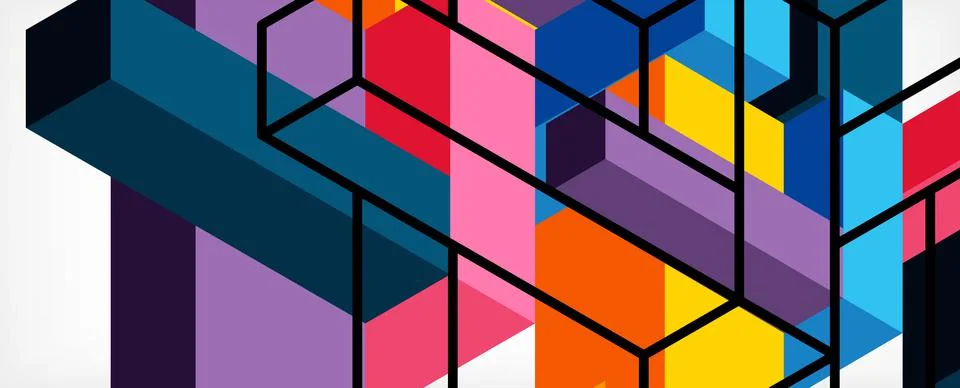 Abstract background. 3d cubes, cubic elements and blocks. Techno or business Illustrazione stock