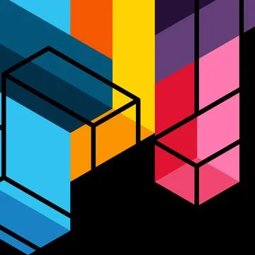 Abstract background. 3d cubes, cubic elements and blocks. Techno or business 스톡 일러스트