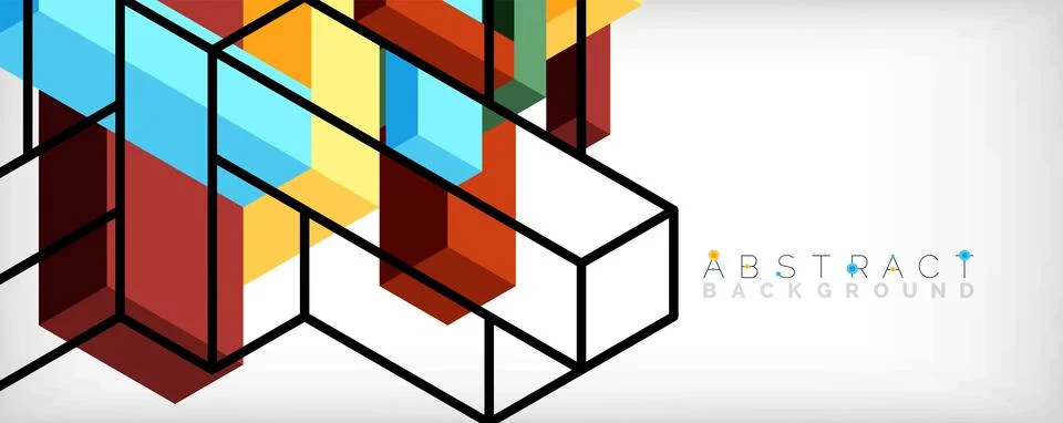 Abstract background. 3d cubes, cubic elements and blocks. Techno or business Illustrazione stock