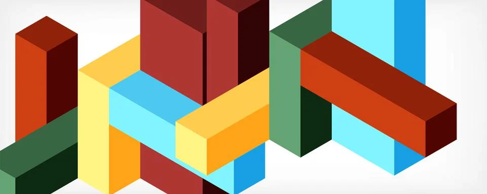 Abstract background. 3d cubes, cubic elements and blocks. Techno or business Illustrazione stock