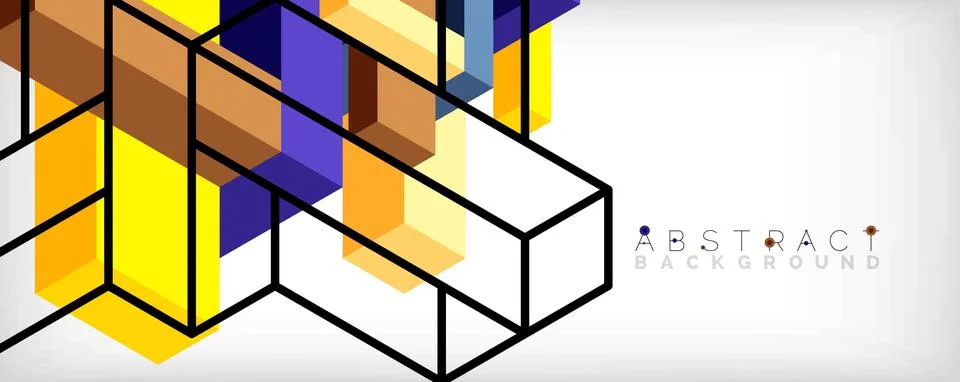 Abstract background. 3d cubes, cubic elements and blocks. Techno or business Illustrazione stock