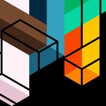 Abstract background. 3d cubes, cubic elements and blocks. Techno or business Illustrazione stock