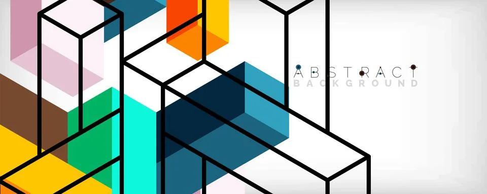 Abstract background. 3d cubes, cubic elements and blocks. Techno or business Stockillustratie
