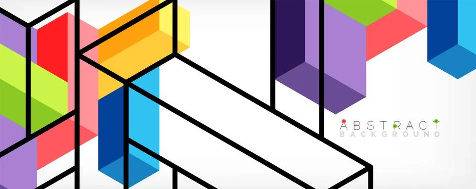 Abstract background. 3d cubes, cubic elements and blocks. Techno or business Stock Illustration