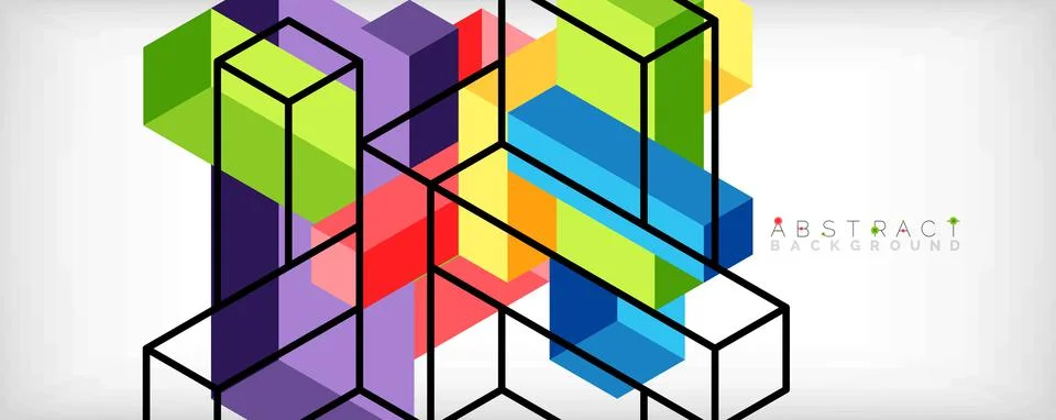 Abstract background. 3d cubes, cubic elements and blocks. Techno or business Stock Illustration