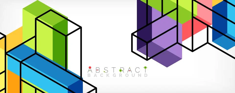 Abstract background. 3d cubes, cubic elements and blocks. Techno or business 스톡 일러스트