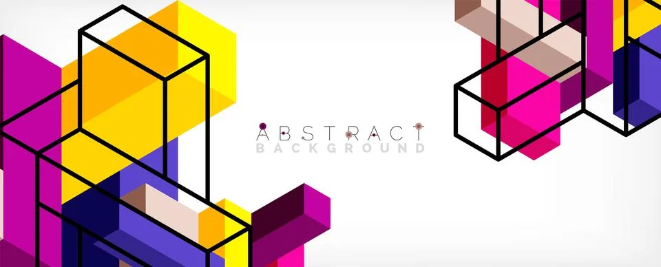 Abstract background. 3d cubes, cubic elements and blocks. Techno or business Illustrazione stock