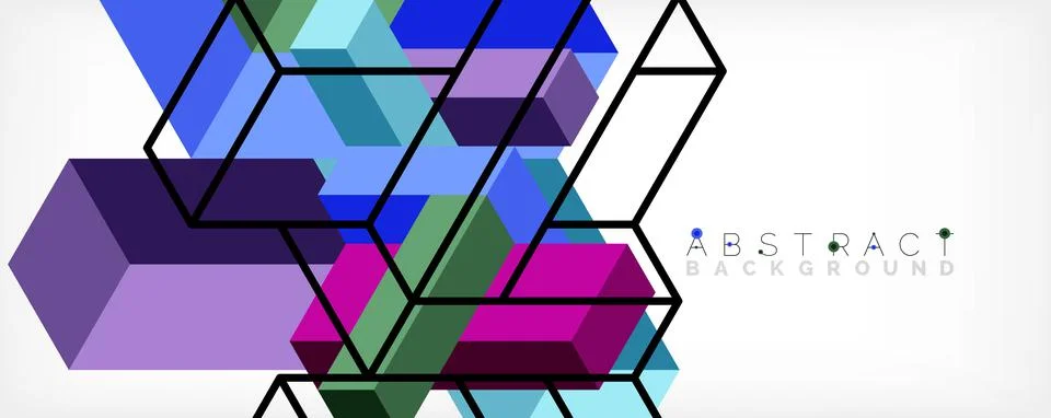 Abstract background. 3d cubes, cubic elements and blocks. Techno or business Illustrazione stock