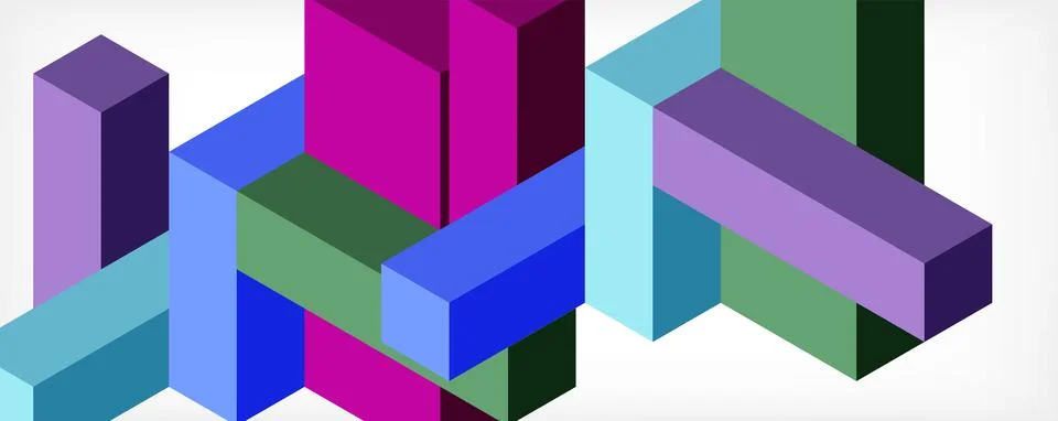 Abstract background. 3d cubes, cubic elements and blocks. Techno or business Stock Illustration
