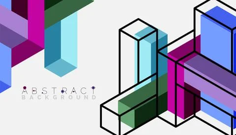 Abstract background. 3d cubes, cubic elements and blocks. Techno or business 库存插图