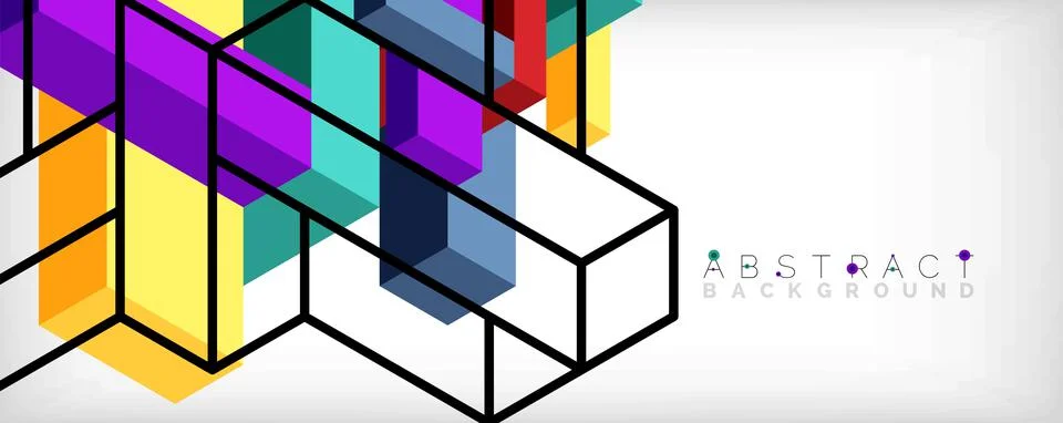 Abstract background. 3d cubes, cubic elements and blocks. Techno or business 库存插图