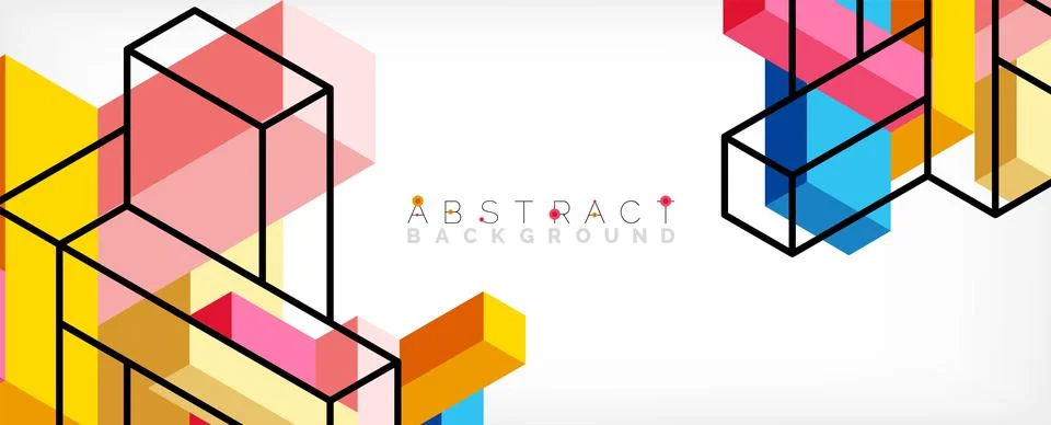 Abstract background. 3d cubes, cubic elements and blocks. Techno or business 스톡 일러스트