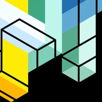 Abstract background. 3d cubes, cubic elements and blocks. Techno or business Stock Illustration