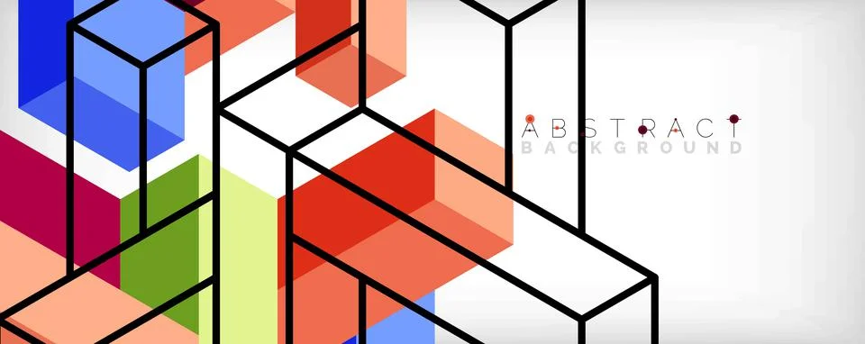 Abstract background. 3d cubes, cubic elements and blocks. Techno or business 库存插图