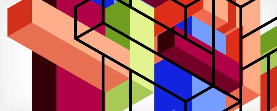 Abstract background. 3d cubes, cubic elements and blocks. Techno or business Illustrazione stock