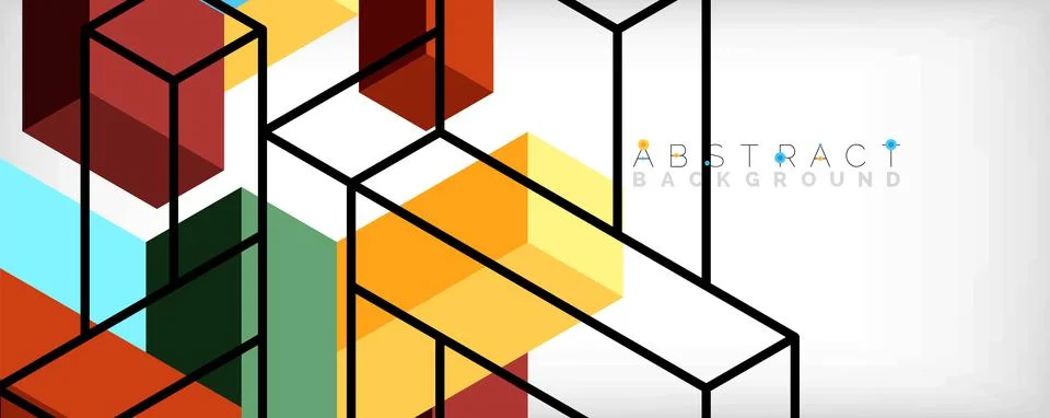 Abstract background. 3d cubes, cubic elements and blocks. Techno or business Illustrazione stock