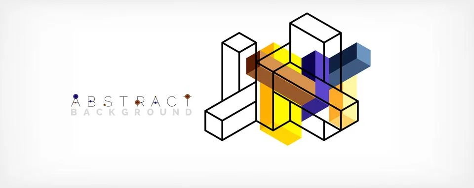 Abstract background. 3d cubes, cubic elements and blocks. Techno or business Illustrazione stock