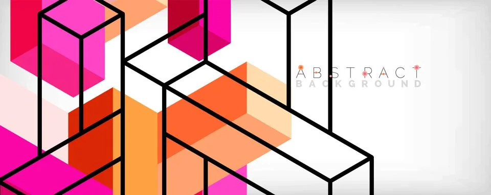 Abstract background. 3d cubes, cubic elements and blocks. Techno or business 스톡 일러스트