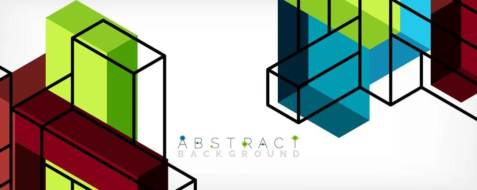 Abstract background. 3d cubes, cubic elements and blocks. Techno or business Stock Illustration