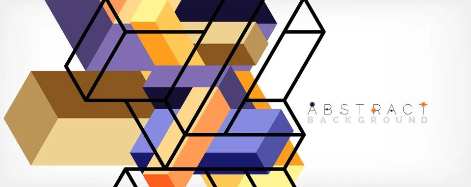 Abstract background. 3d cubes, cubic elements and blocks. Techno or business 库存插图