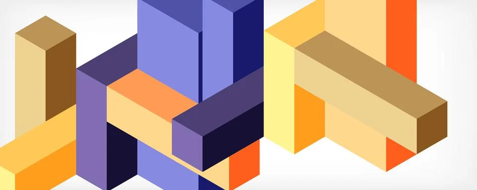 Abstract background. 3d cubes, cubic elements and blocks. Techno or business Stock Illustration