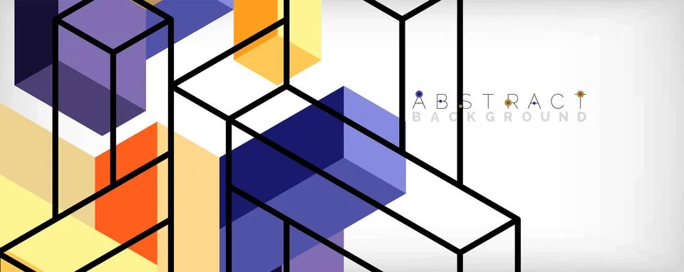 Abstract background. 3d cubes, cubic elements and blocks. Techno or business Stock Illustration