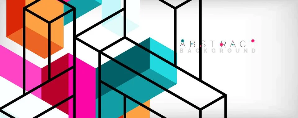 Abstract background. 3d cubes, cubic elements and blocks. Techno or business Illustrazione stock