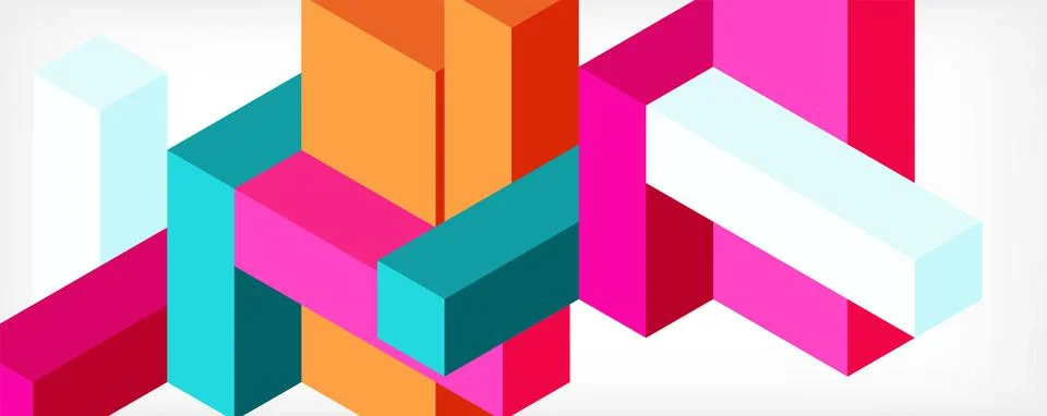 Abstract background. 3d cubes, cubic elements and blocks. Techno or business Illustrazione stock