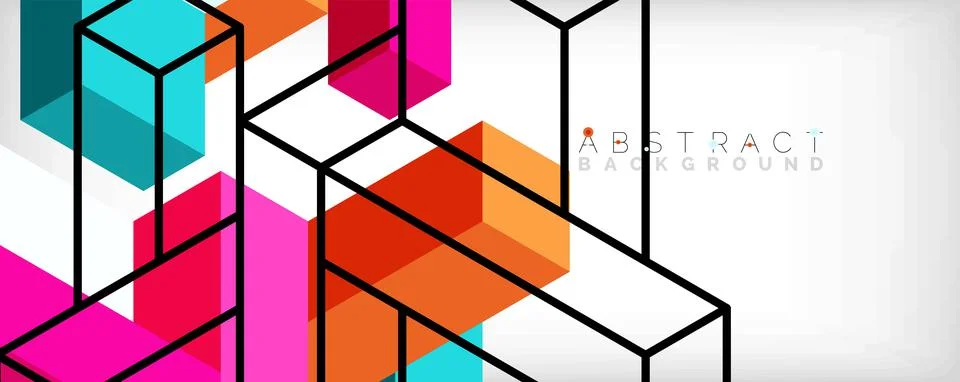 Abstract background. 3d cubes, cubic elements and blocks. Techno or business 库存插图
