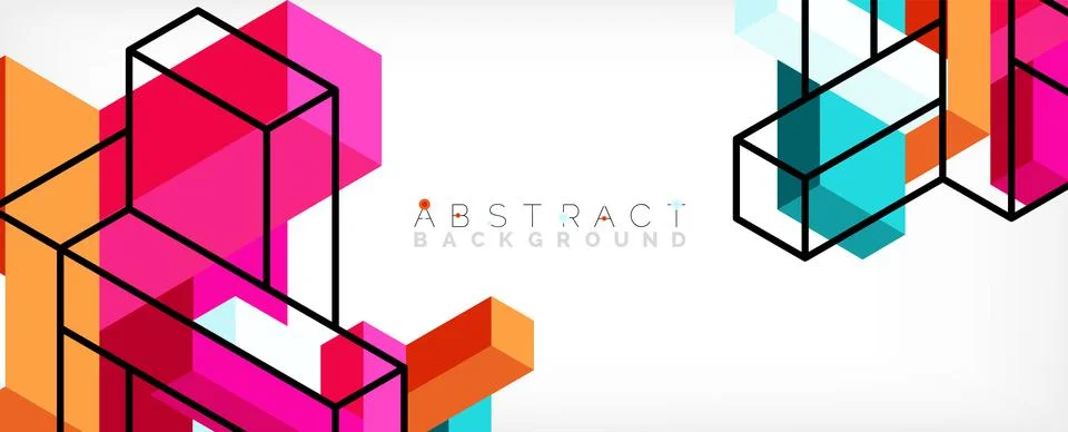 Abstract background. 3d cubes, cubic elements and blocks. Techno or business 스톡 일러스트