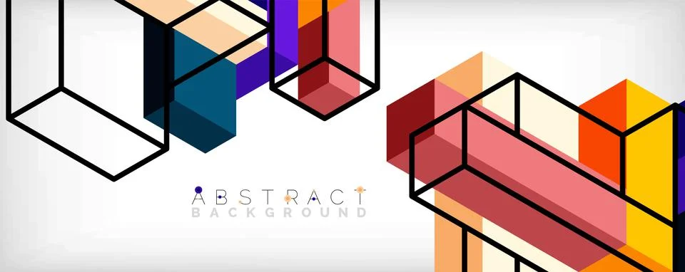 Abstract background. 3d cubes, cubic elements and blocks. Techno or business Illustrazione stock